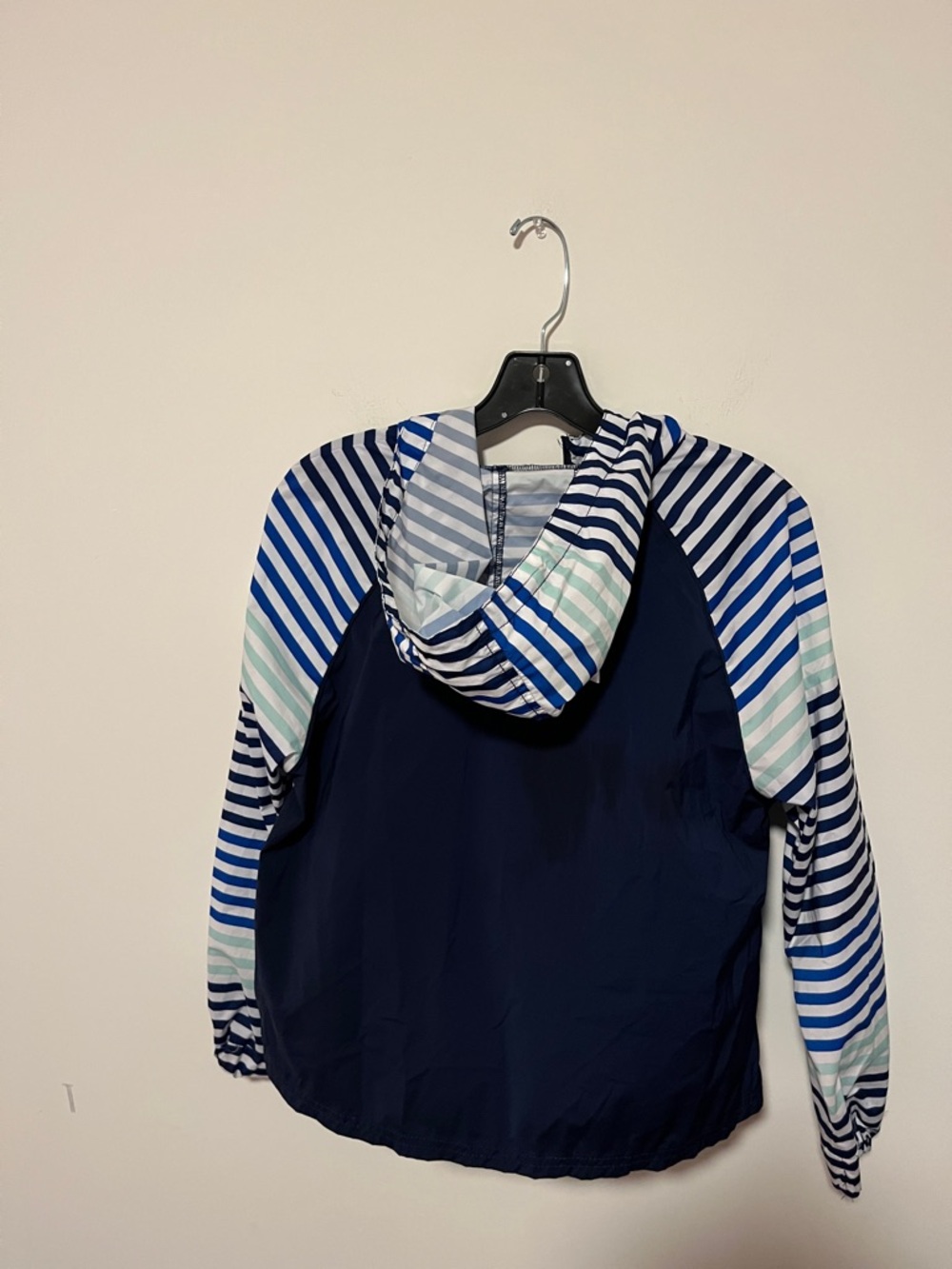 Hunter Blue, White & Mint Striped Pullover Jacket - Picture 3 of 5